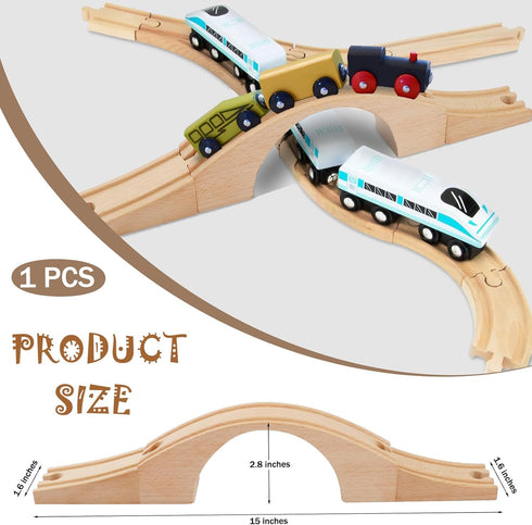 1 Pack Wood Train Track Expansion Wooden Train Track Accessories Bridge Connectors Compatible with Most Major Toy