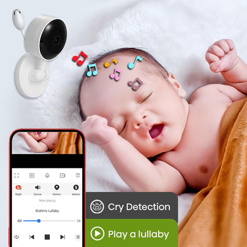 CQH 2 4 Baby Monitor with Camera and Audio, WiFi Indoor Video Baby Camera with Mount, Motion & Cry Detection, Temp