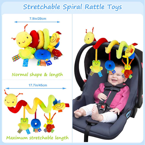 FPVERA Spiral Car Seat & Stroller Activity Toy, Baby Sensory Toys, Soft Hanging Toys for Babies 0-12 Months with
