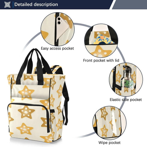 BOESI Backpack, Mommy Backpack Cutout Stars Diaper Bag Bag, Multifunctional Diaper Bag, Travel