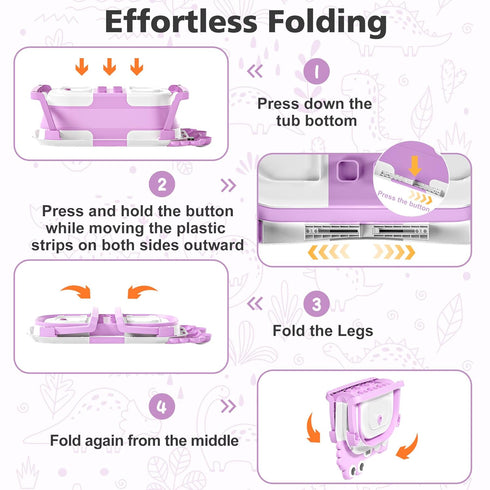wiqins 0-36 Collapsible Baby Bathtub for Newborns with Thermometer and Soft Floating Cushion Portable and Foldable