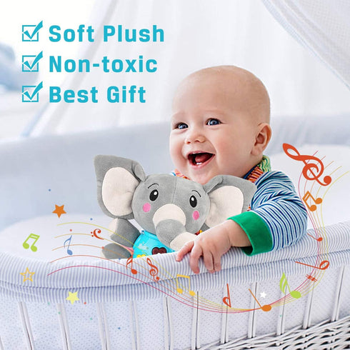 Aitbay Plush Elephant Music Baby Toys for 0 to 6 Months, Cute Stuffed Animal Light Up Baby Toys for Newborns and
