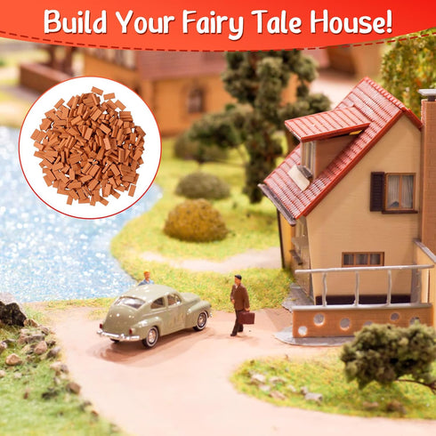Civaner 350 Pcs Mini Bricks, Tiny Landscaping Bricks for Crafts, Realistic Fake Bricks for Dollhouse