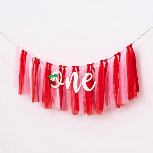 Cherry One High Chair Banner - Cherry Themed First Birthday Party Banner Garland, Sweet Girl Birthday Party Decoration