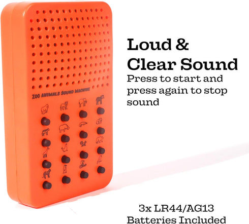 16 Zoo Animal Noisemaker with Sounds, Roars, Growls, Hisses, Screeches and Noises, Portable Jungle Electronic Sound