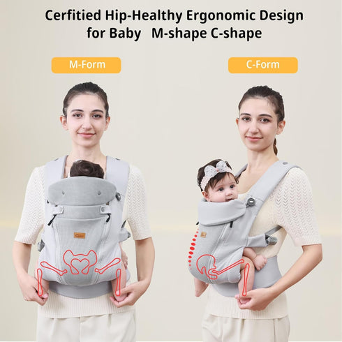 40lbs(Light CUBY Newborn Baby Carrier with Head Support and Sunshield, Breathable & Adjustable Newborn Toddler Front
