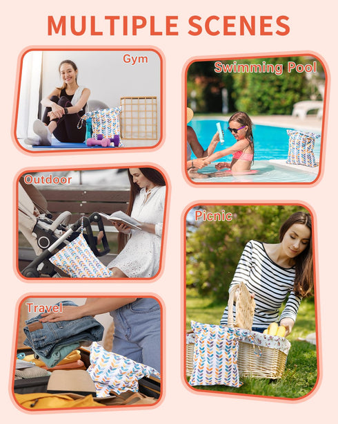 babygoal Wet Dry Bags for Baby Cloth Diapers, Washable Travel Bags, Beach, Pool, Gym Bag with Two Zippered Pockets 3
