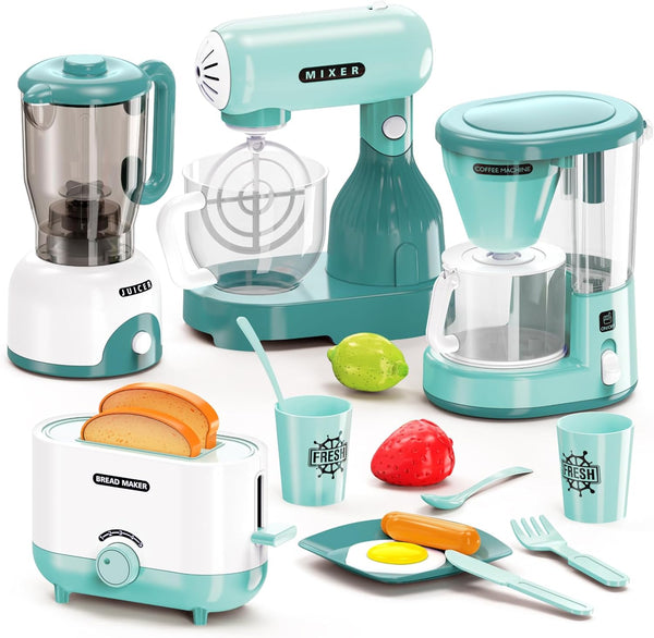 BRIGPICIOUS Kids Play Kitchen Accessories Toys Set, Pretend Play Kitchen Appliances Kit