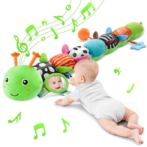 Tummy Time Baby Toys Sensory Musical Animal Stuffed Car Seat Toy for