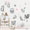 Cartoon Cats Wall Decals - MAIYU 9 Cute Kittens with Butterfly Heart Paw Print Stickers for Kids Room