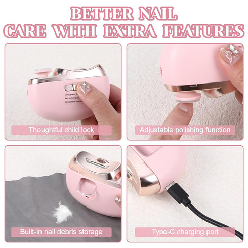 Keggaen 3 1 Trimmer in Electric Nail Clippers for Adults, Automatic Nail Grinder for Women Electric Nail with Nail File