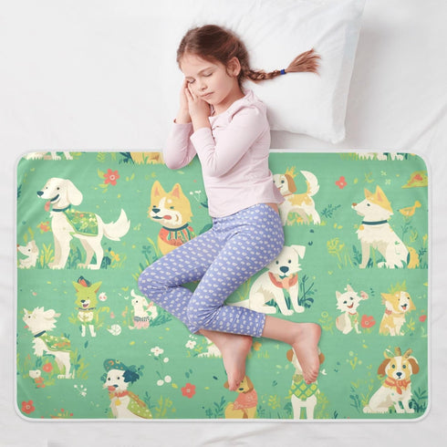 miaozhen 52" 34" Cartoon Dog Mint Green Changing Pad Covers Water Resistant Bed Wetting Sheet Slip-Resistant Diaper