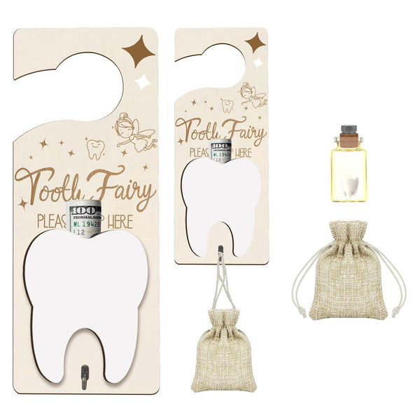 Tooth Fairy Door Hanger, Tooth Fairy Tooth Holder Kit with Money Slot