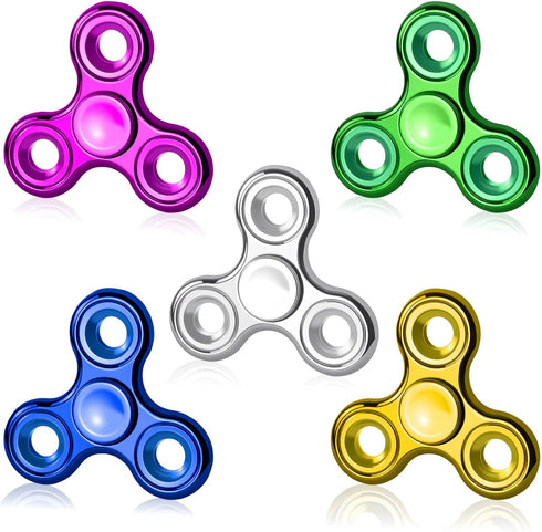 Fidget Toys Adults 5 Pack,Electroplated Metal Fidget Spinner Stress Reducer,High Speed 3-5