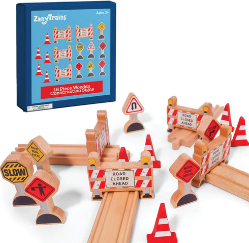 16 -Community Pc Wooden Construction Signs and Traffic Cones - Construction Site Road Signs Helpers Educational