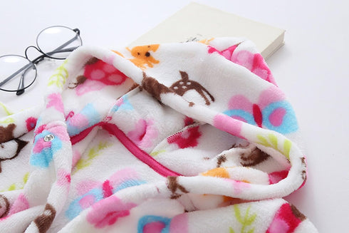 Toddlers/Kids Hooded Robe Soft Fleece Bathrobe, Baby Plush Robe (Bird, 18-24 Month)