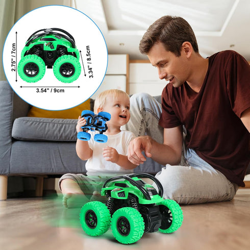 GUIGUZHJ 2 Pack 3 4 5 6 3-6, 360 Car Toys for Year Old Boy Girl, Push and Go Cars Toys for Toddler Age Monster Trucks