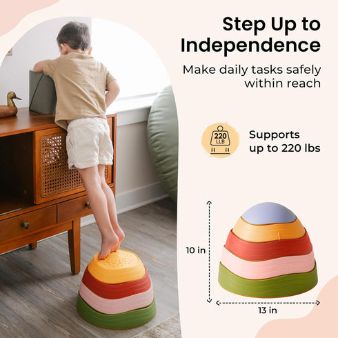 5pcs 3-5 Tiny Land Stepping Stones for Kids, Non-Slip Toddler Stepping Stones, Sensory Stepping Stones for Promoting
