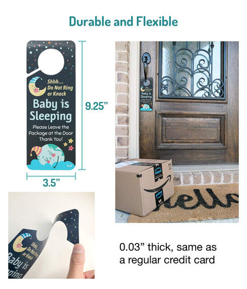 Funplus Baby Sleeping Sign, Do Not Knock or Ring, Plastic Door Knob Hanger Sign