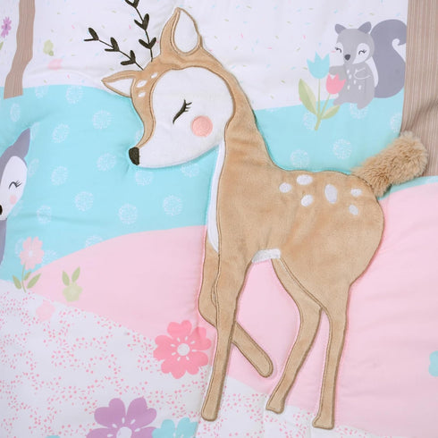 Set 3 Set UOMNY Crib Bedding for Girls Piece Woodland Baby Girl Crib Bedding Include Fitted Crib Sheet Comforter Crib