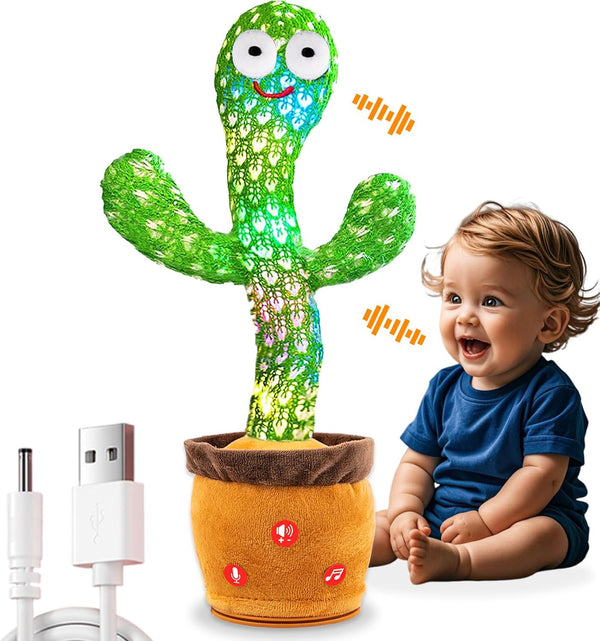 Dancing Talking Cactus Toy, Toddler Gift, Singing & Mimicking Cactus Toy, Rechargeable Baby Toy