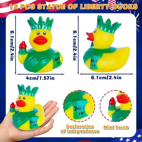 12 Ducks,4th Pcs Patriotic Rubber Ducks,Statue of Liberty of July Ducks for Party Favors Baby Bath Toys Kids Classroom