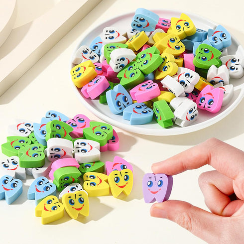 Kaemi 50Pcs Mini Erasers, Cute Large Teeth Erasers for Kids, Bulk Classroom Prizes, Fun Toys, Party Favors for Ages 8-12