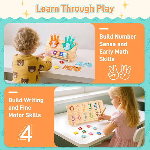 Counting LovesTown Preschool Learning Toys, Educational Math Manipulatives Finger Blocks, Tracing Number for Toddlers