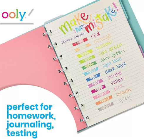12 Pack Ooly Make No Mistake Erasable Markers, Stress and Mess Free Marker You Can Erase, Drawing & Coloring Pens