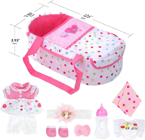 12 Inch 36 DONTNO Baby Doll with Bassinet Bed,Reborn Alive Doll Includes Clothes