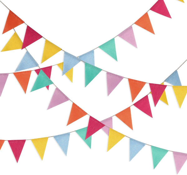 HESTYA 42 Pieces Multicolor Pennant Banner Flag - Triangle Bunting String for Birthdays, School, Carnival, Outdoor