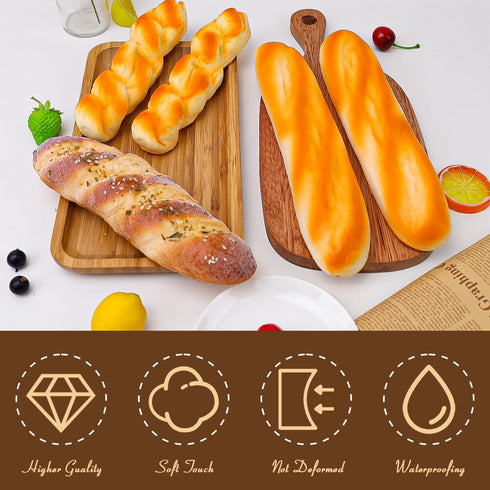 Meiwlong 5pcs Set,Realistic Fake Bread Artificial Bread for Display, Fake French Baguette Loaf of Bread Prop for Bakery