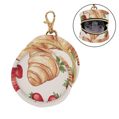 YETTASBIN Strawberry Bread Portable Pacifier Holder Case with Metal Hook Buckle & Zipper for Diaper Bag and Stroller