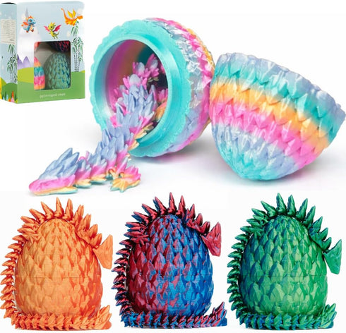 ELORION 4PCS 8,5" 3D Printed Dragon Eggs with Dragon Inside, Easter Basket Stuffers,