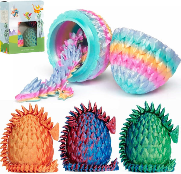 ELORION 4PCS 8,5" 3D Printed Dragon Eggs with Dragon Inside, Easter Basket Stuffers,