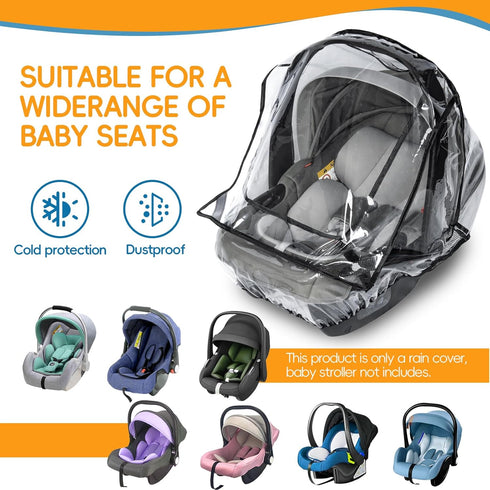 bemece Car Seat Rain Cover, Baby Car Seat Rain Cover Universal with Side Ventilation and Quick-Access Large Window