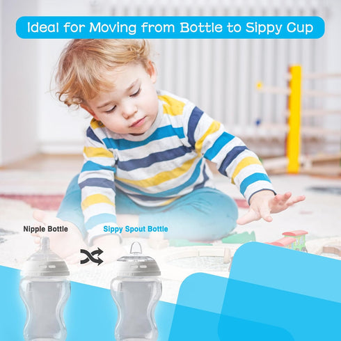 LSAUVWN 4Pcs 6m+, Sippy Spouts Nipples Compatible with Natural Start Anti-Colic Bottles & C to Bottles, Soft Silicone