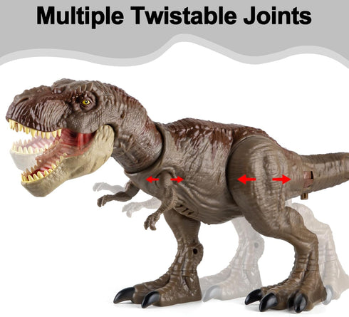 3-5 6 7 8 Tyrannosaurus Rex Action Figure Toy - Continuing Head Strike T Rex Dinosaur Toy with Roar & Light Up, Neck