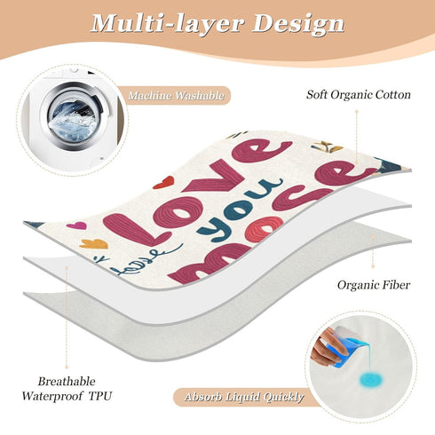 GuoChe Valentines Day Flowers Heart Branch Love You Mose Extra Large Resuable Changing Pad Covers Highly Absorbent
