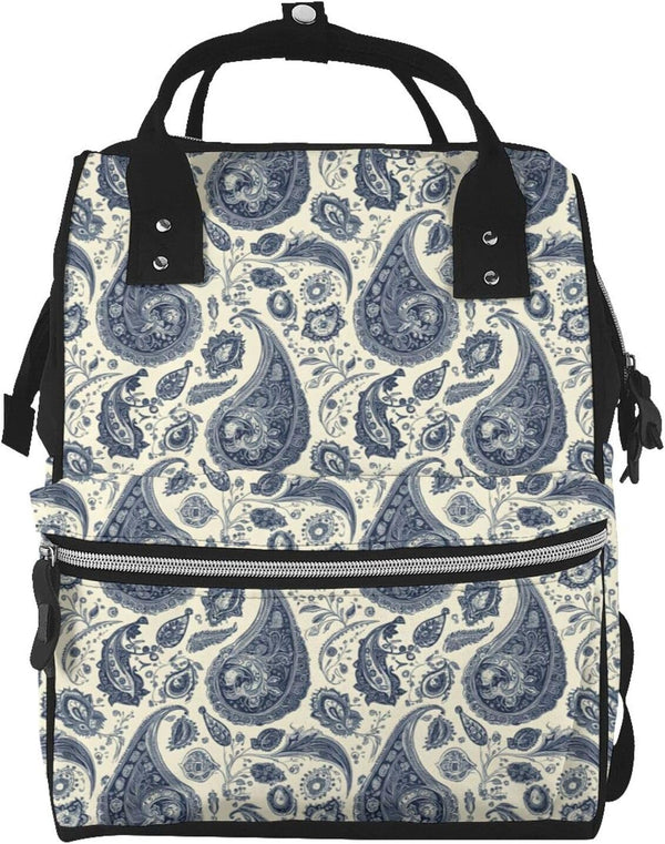TZTTZT Vintage Blue Paisley Print Diaper Bag Backpack, Toddler Baby Girl Boy Diaper