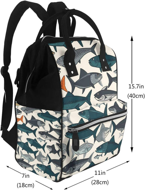 DWVTSLH Backpack Mummy Backpack fish Diaper Bag Multifunction Nappy Bags Waterproof Large Capacity Travel Essentials
