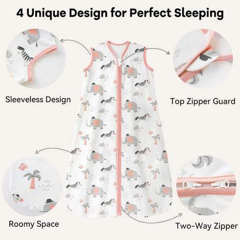 12-18 3 Pack 100% 0.5 2-Way Unnivoll Baby Sleep Sack Months Cotton Lightweight TOG Wearable Blanket Baby Sleep Bag