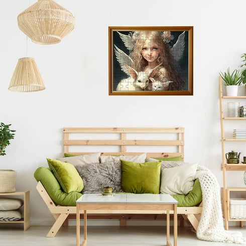 Hothostl 1000 Package Framable Piece Classic Jigsaw Puzzle - White Owl Luxurious Wood Rounded Corner Puzzle - Beautiful