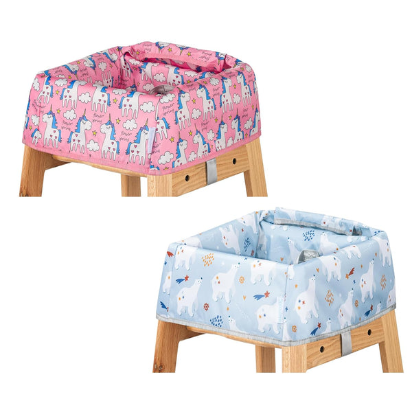 Sprouterie High Chair Cover for Baby Restaurant 2 Pack Blue and Pink Highchair
