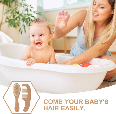 Set Soft Bristle Baby Hair Brush - Newborn Wash Kit