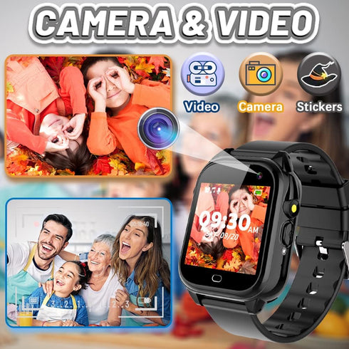 OVV Kids Waterproof Smart Watch - Boys Girls Age 3-12 with 26 Games, 1.44'' HD Touch Screen, Music Player