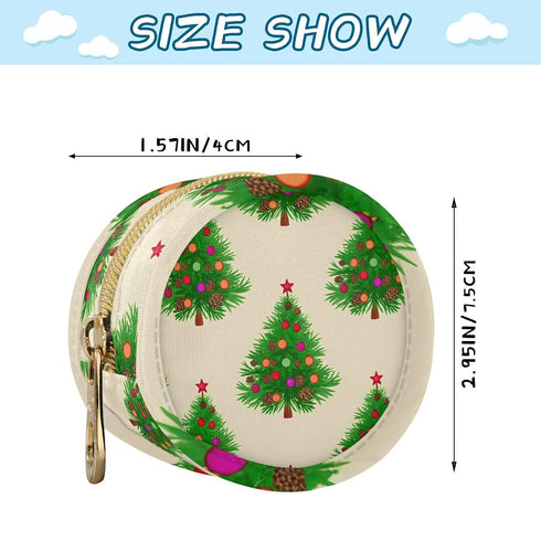 Christmas Tree Round Pacifier Storage Case with Zipper, Portable Pacifier Case for Travel, Diaper Bag & Purse, Pacifier