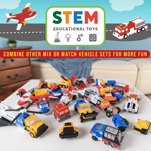 1-3, Set 3 POPULAR PLAYTHINGS Magnetic Vehicles for Toddlers Mix or Match Car Toys, of Gift for Kids - Vehicles, Fire