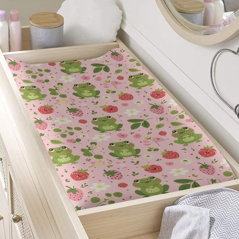 Frog Changing Pad Cover for Baby Infant Newborn Cute Strawberry Diaper Changing Pad Covers Soft Breathable Baby Nursery
