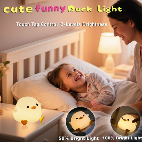 Lamp,2 Dimmable HAPPYBAG Cute Pea Duck Night Light,Duck Levels Silicone Ducky Light,LED Squishy Animal Light for Kids